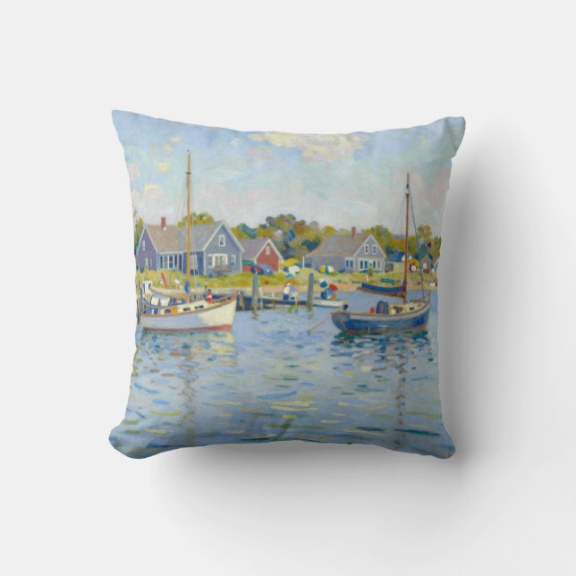 Segelbåtar Impressionism New England Kudde (Framsida)