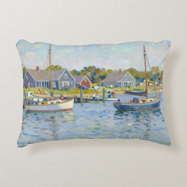 Segelbåtar Impressionism New England Prydnadskudde (Framsidan)