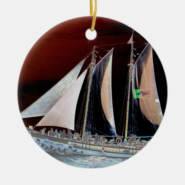Segelbåtar Julgransprydnad Keramik (Framsidan)