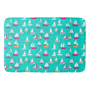 Segelbåtar Mönster Rosa & Aqua Badrumsmatta