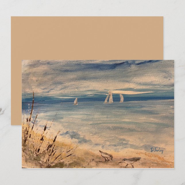 Segelbåtar Notecard Tack Kort (Fram/baksida)