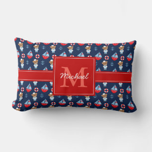 Segelbåtar och Bears Mönster Monogrammed Lumbarkudde