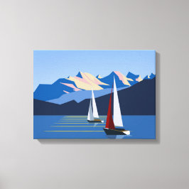 Segelbåtar och berg canvastryck