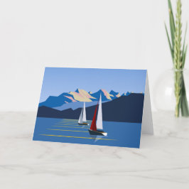 Segelbåtar och berg helgkort