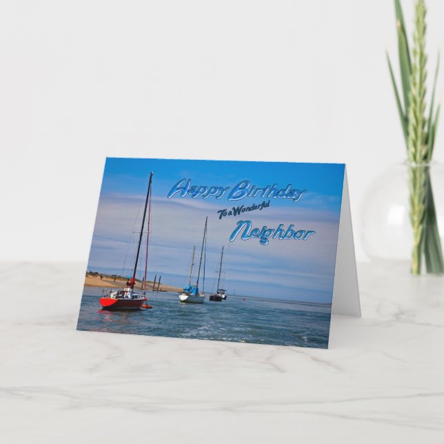 Segelbåtar på ankarfödelsedag för granne kort (Framsida)