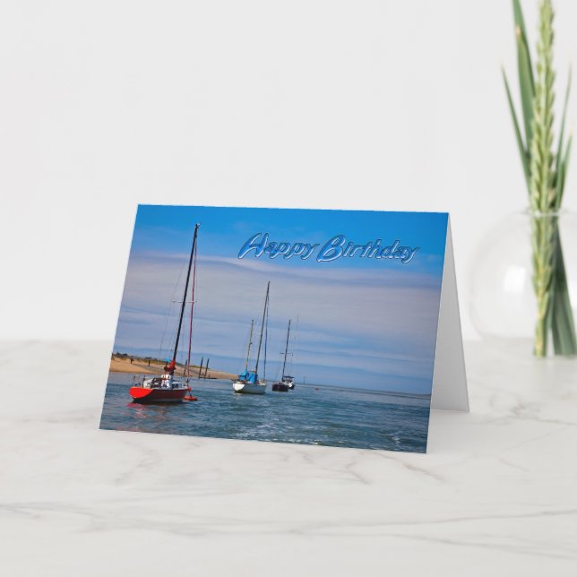 Segelbåtar på ankarfödelsekort kort (Framsida)
