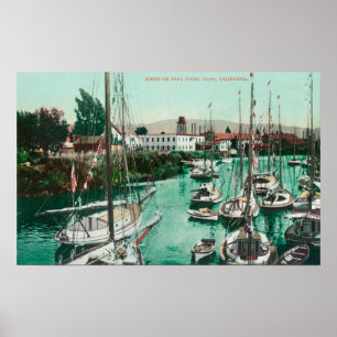 Segelbåtar på den Napa floden SceneNapa, CA Poster