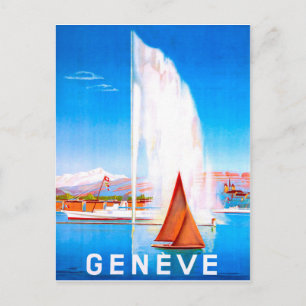Segelbåtar på Genèvesjön, Schweiz, vintage Vykort