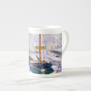 Segelbåtar på havet vid Petit Claude Monet Benporslin Mugg