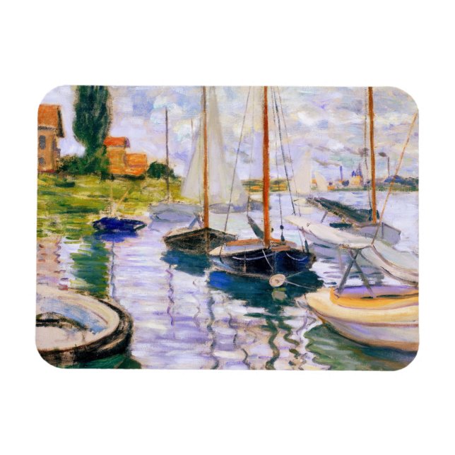 Segelbåtar på havet vid Petit Claude Monet Magnet (Horisontell)