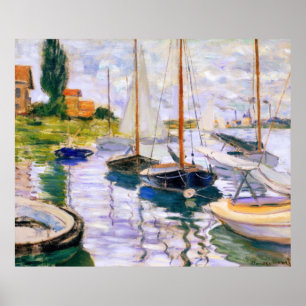 Segelbåtar på havet vid Petit Claude Monet Poster
