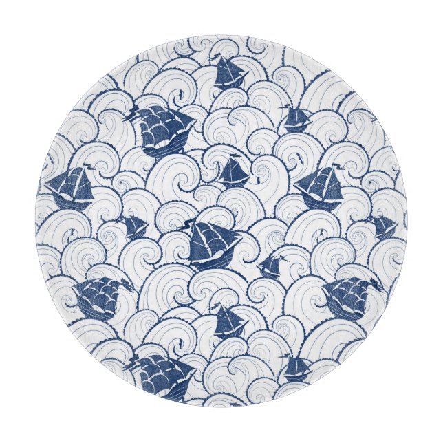 Segelbåtar på havsmönster (Framsidan)