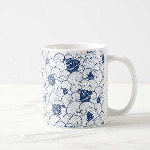 Segelbåtar på havsmönster kaffemugg