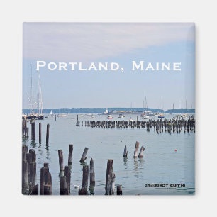 Segelbåtar på kusten av gammal port, Portland Magnet