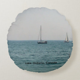 Segelbåtar på Lake Ontario Rund Kudde