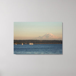 Segelbåtar på Lake Washington, med Mercer Island Canvastryck