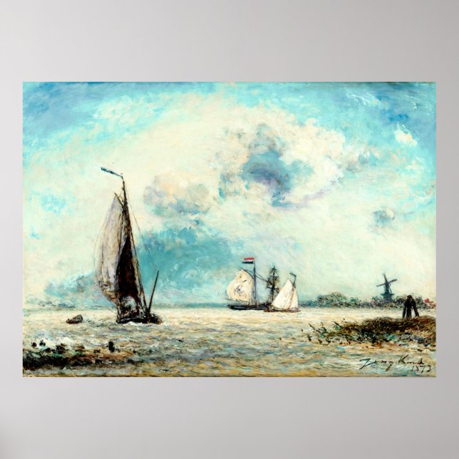 Segelbåtar på resan av Johan Jongkind Poster (Framsidan)
