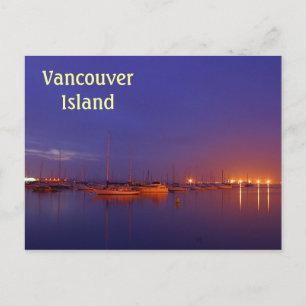 Segelbåtar på Vancouver Island i marina vid skymni Vykort