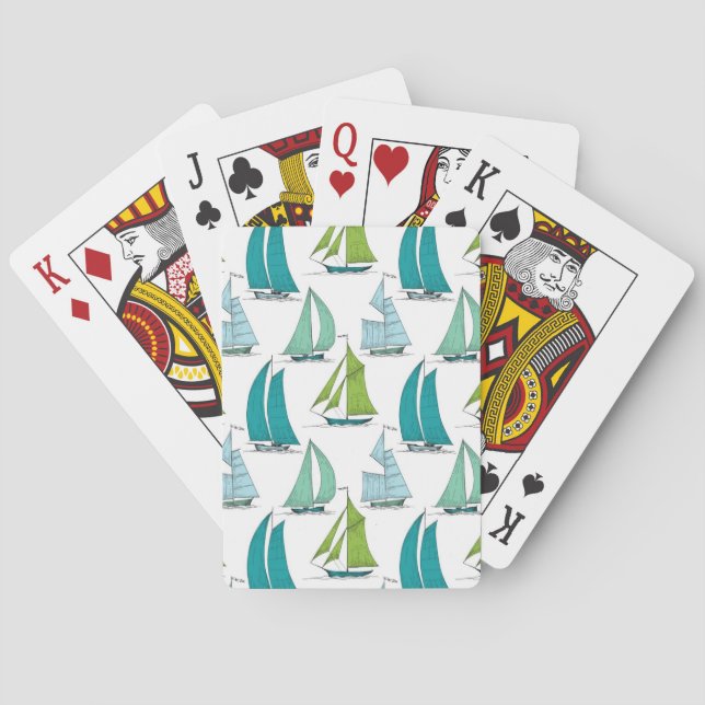 Segelbåtar på vattenmönster spel kort (Baksidan)