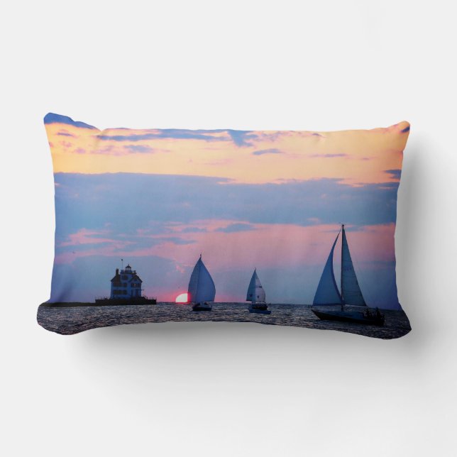 Segelbåtar Sunset Lumbar Pillow Lumbarkudde (Framsida)