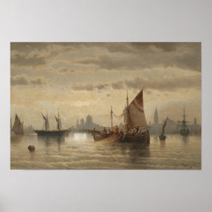 Segelbåtar Utanför Venedig Poster