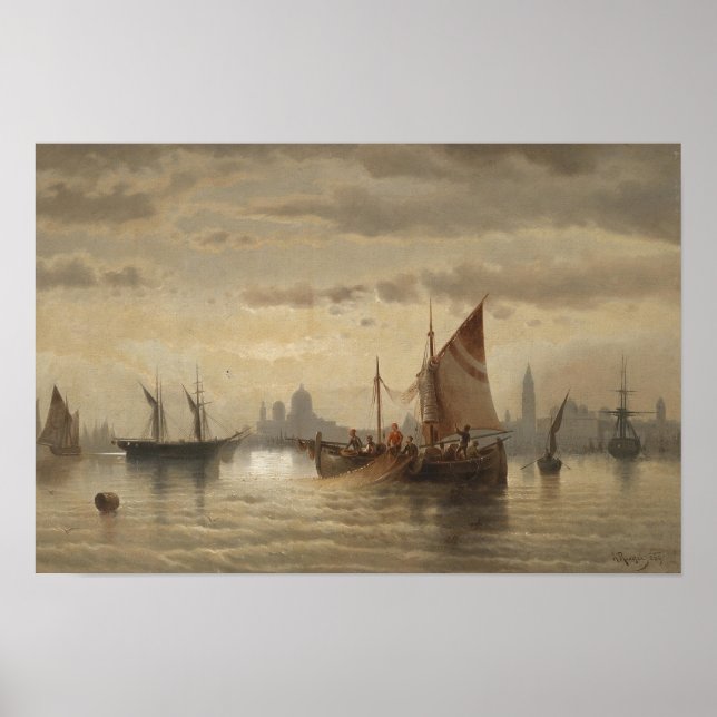 Segelbåtar Utanför Venedig Poster (Framsidan)