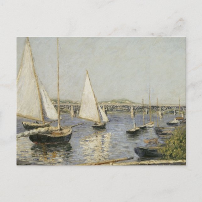 Segelbåtar vid Argenteuil av Gustave Caillebotte Vykort (Framsida)