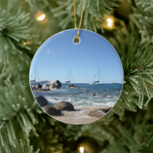 Segelbåtar vid Baths, BVI Julgransprydnad Keramik