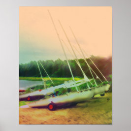 Segelbåtar vid Beach Poster