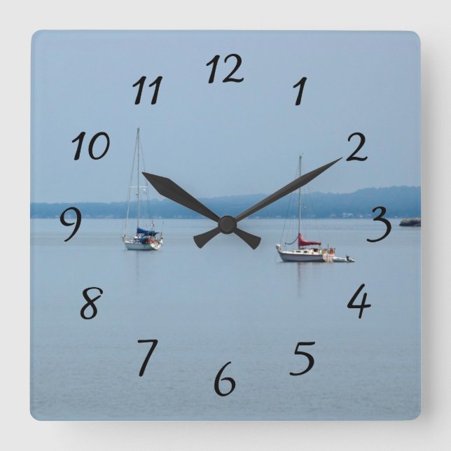 Segelbåtar vid floden fyrkantig klocka (Framsida)
