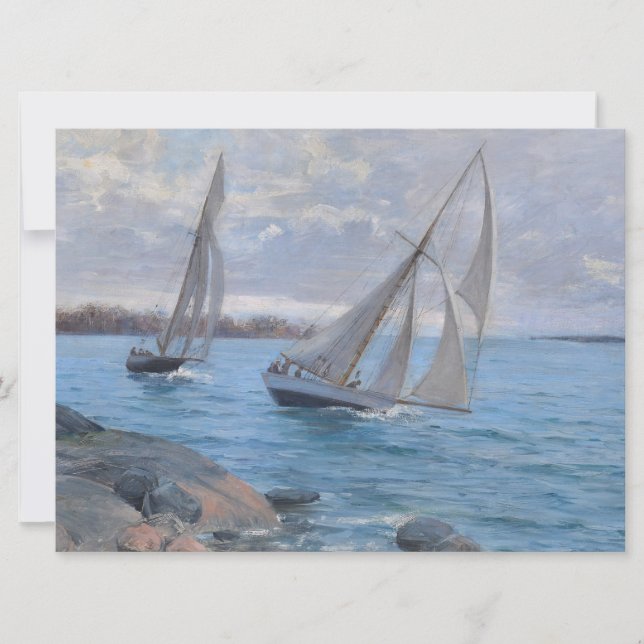 Segelbåtar vid floden kort (Framsida)