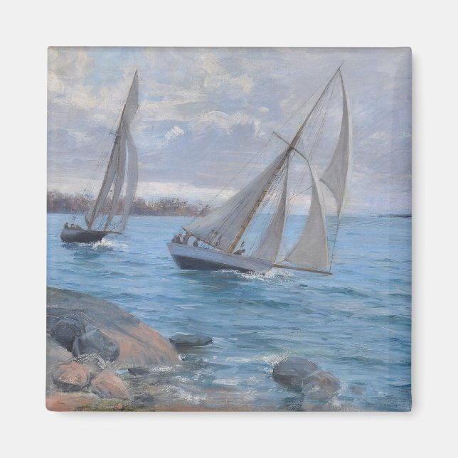 Segelbåtar vid floden magnet (Framsidan)
