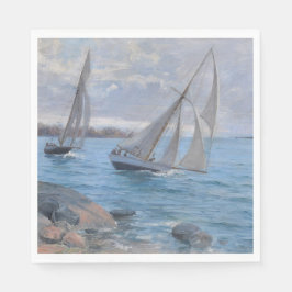 Segelbåtar vid floden pappersservett