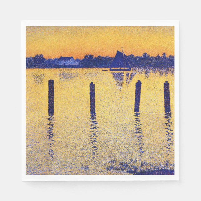 Segelbåtar vid floden Schelde (Belgien) Pappersservett (Framsidan)