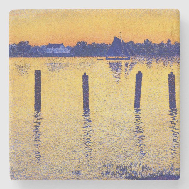 Segelbåtar vid floden Schelde (Belgien) Stenunderlägg (Framsidan)