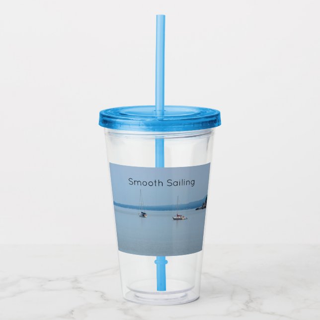 Segelbåtar vid floden take away mugg (Framsida)