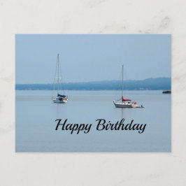 Segelbåtar vid floden vykort