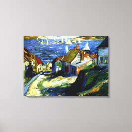 Segelbåtar vid hamnen, konsmålning av bra canvastryck