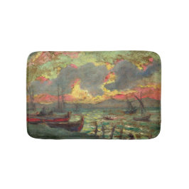Segelbåtar vid kusten (av Kimon Loghi) Badrumsmatta