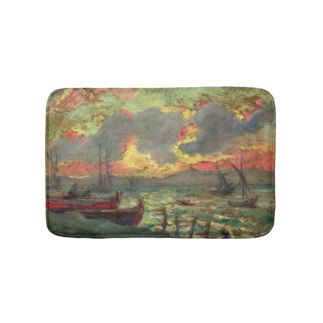 Segelbåtar vid kusten (av Kimon Loghi) Badrumsmatta (Framsidan)