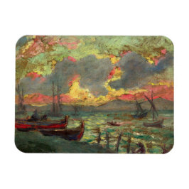 Segelbåtar vid kusten (av Kimon Loghi) Magnet