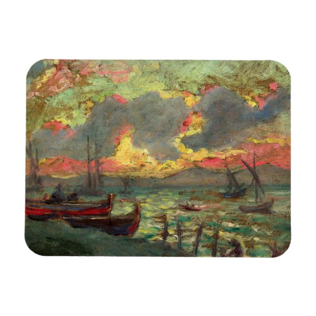 Segelbåtar vid kusten (av Kimon Loghi) Magnet (Horisontell)