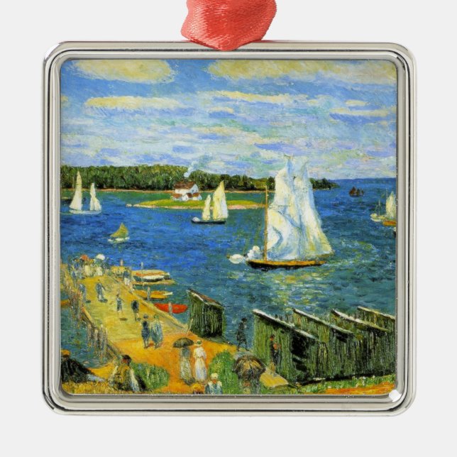 Segelbåtar vid Mahone Bay i Kanada Julgransprydnad Metall (Framsidan)