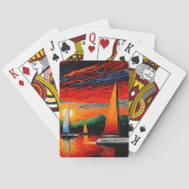 Segelbåtar vid solnedgång 3 casinokort