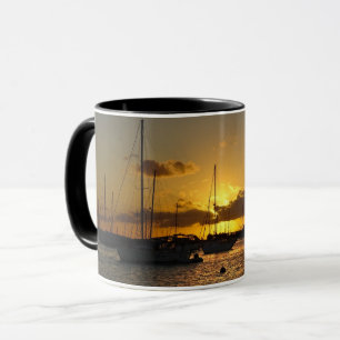 Segelbåtar vid solnedgång mugg