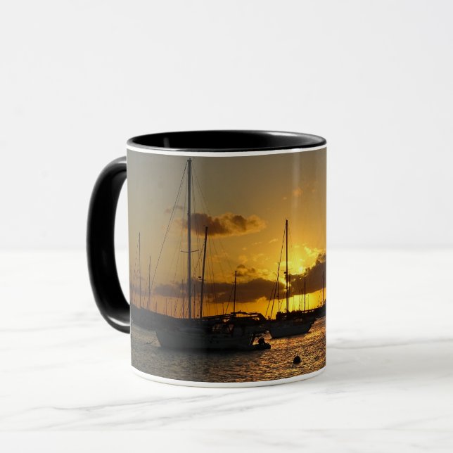 Segelbåtar vid solnedgång mugg (Framsida vänster)