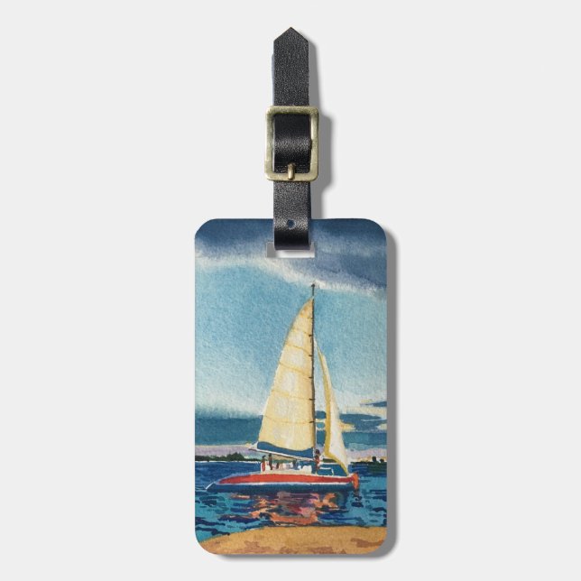 Segelbåtbagagemärkre eller nyckelring bagagebricka (Vertikal Framsida)