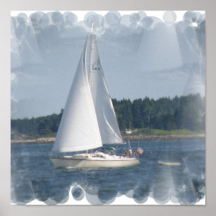 Segelbåten bubblar trycket poster