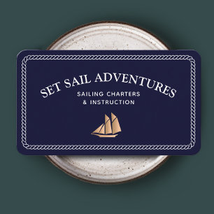 Segelbåten Navy Nautical Rope Guld Visitkort