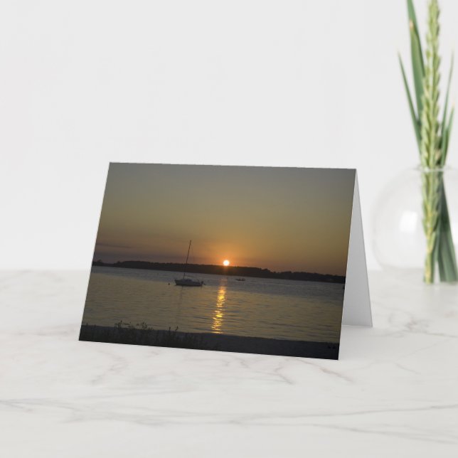 Segelbåten rusar fartygsolnedgång kort (Framsida)